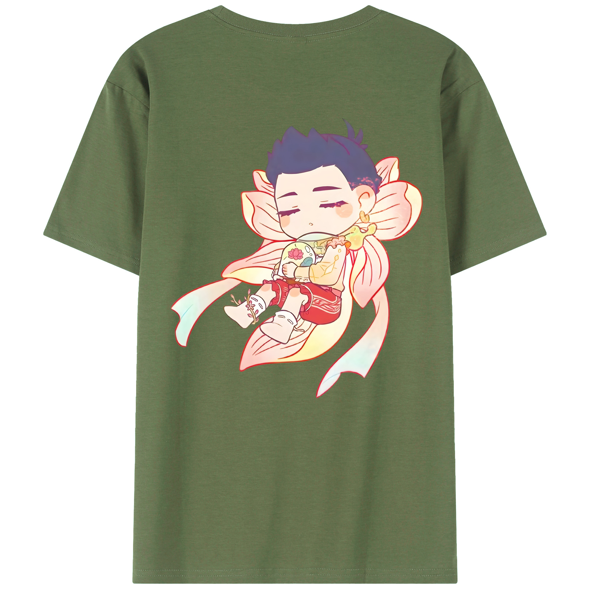 （画像用） Ne Zha 2 ナタ 魔童の大暴れ 綿100％ メンズ半袖Tシャツ（バックプリント） 通気性